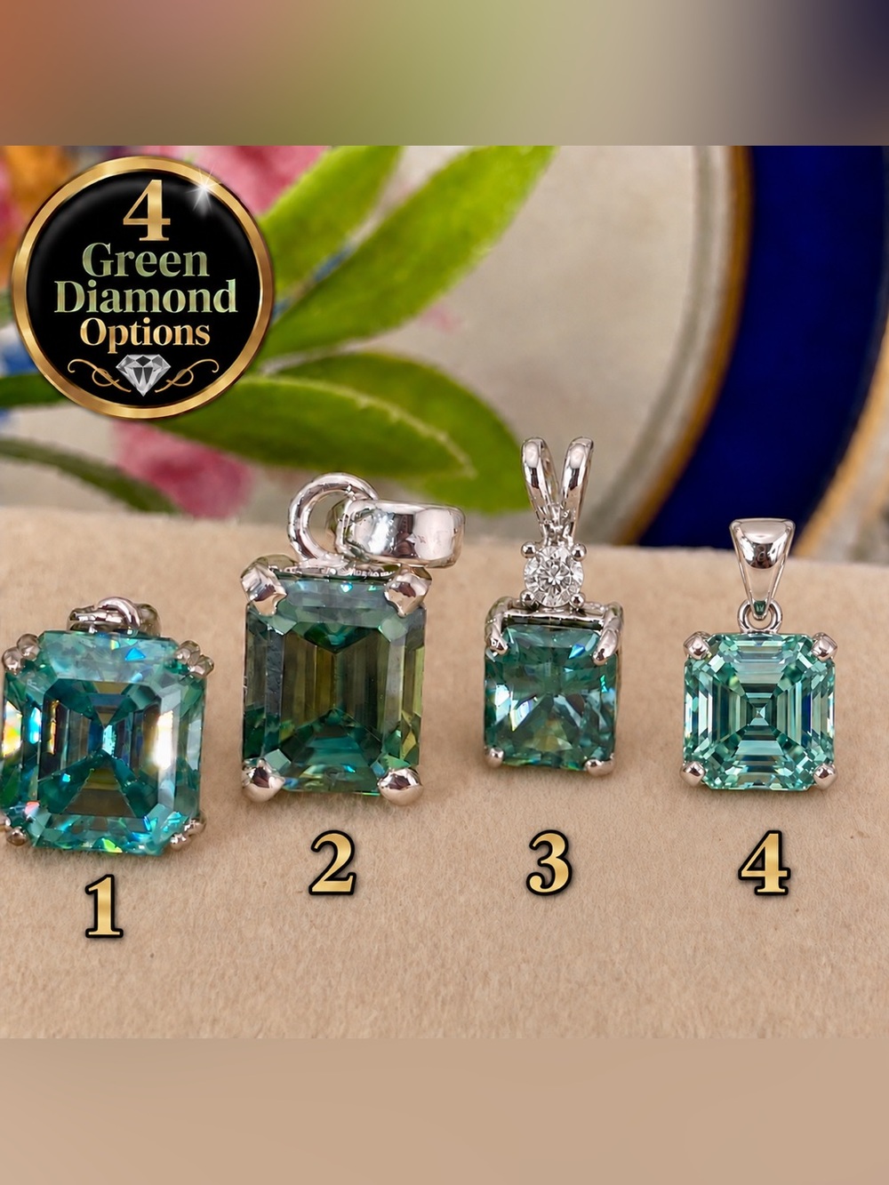 Certified Diamond Pendants - Green Diamond Earth Mined, then HTPT Treated